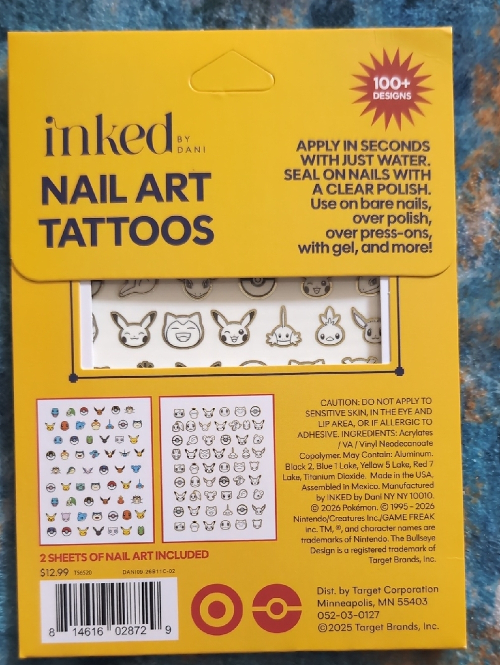 Pokemon X Target Nail Art Tattoos Stickers Character Decals Pikachu - Picture 2 of 2